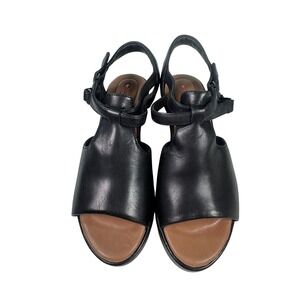 Clarks Women's Unstructured Un Adorn Lane Black Leather Wedge Sandals 7M